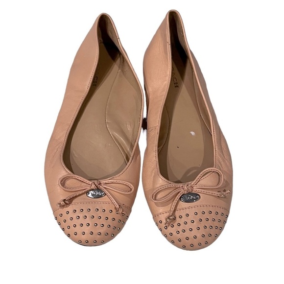 COACH Doreen Light Pink Leather Studded Ballet Flats Size 7 - Picture 1 of 12